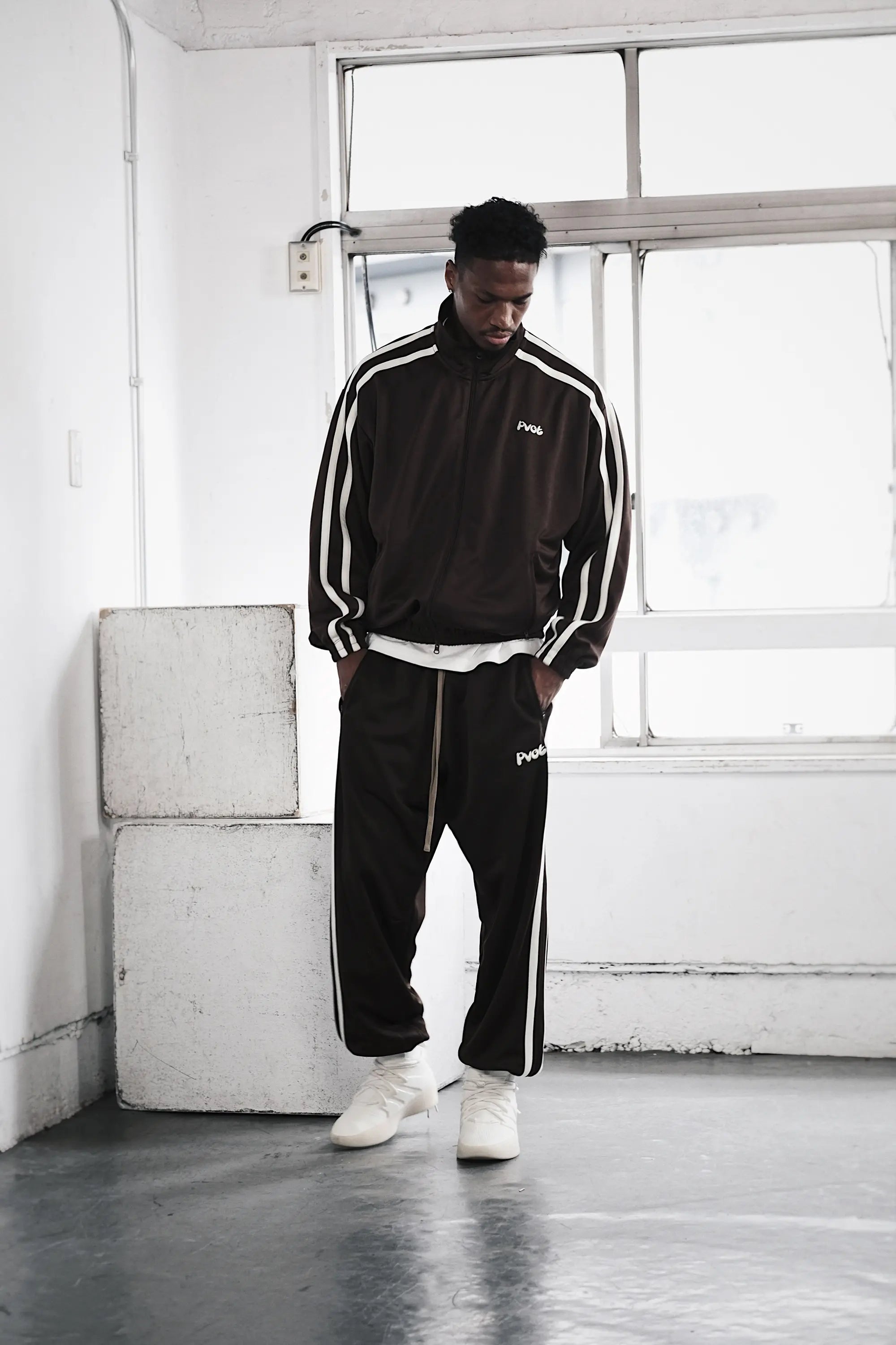 Pvot "02" Jersey Track Jacket (Charcoal Brown)