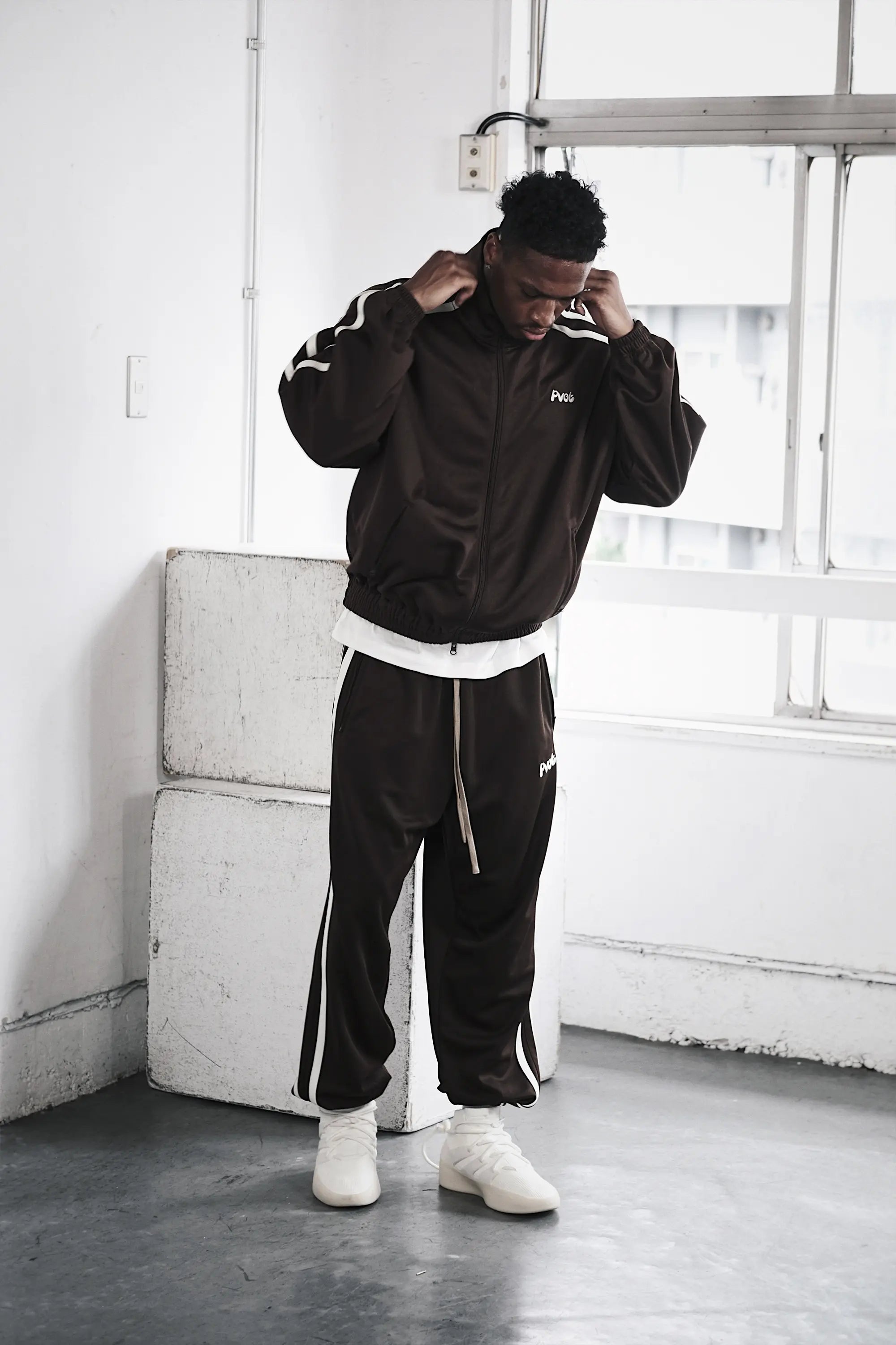 Pvot "02" Jersey Track Jacket (Charcoal Brown)