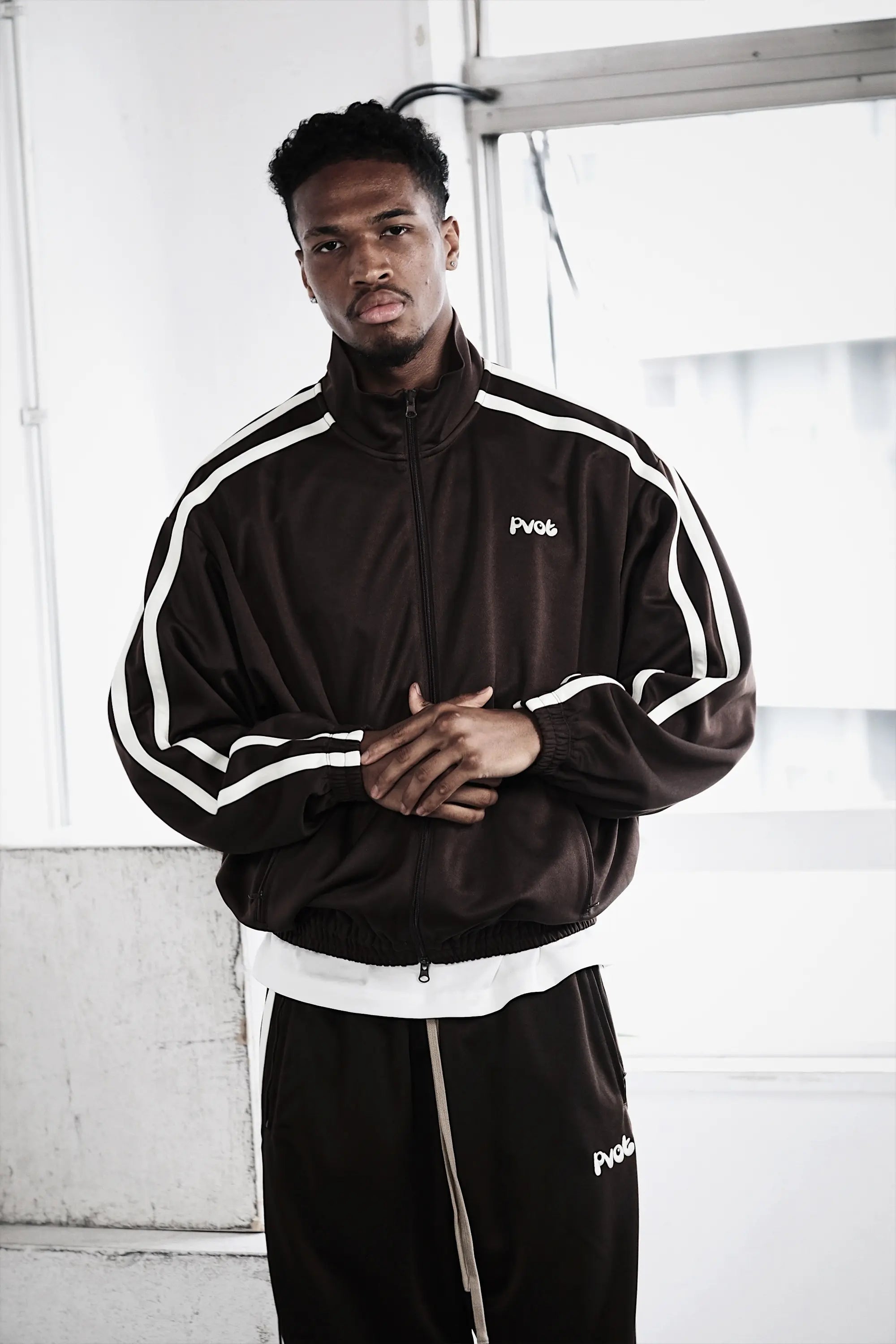 Pvot "02" Jersey Track Jacket (Charcoal Brown)