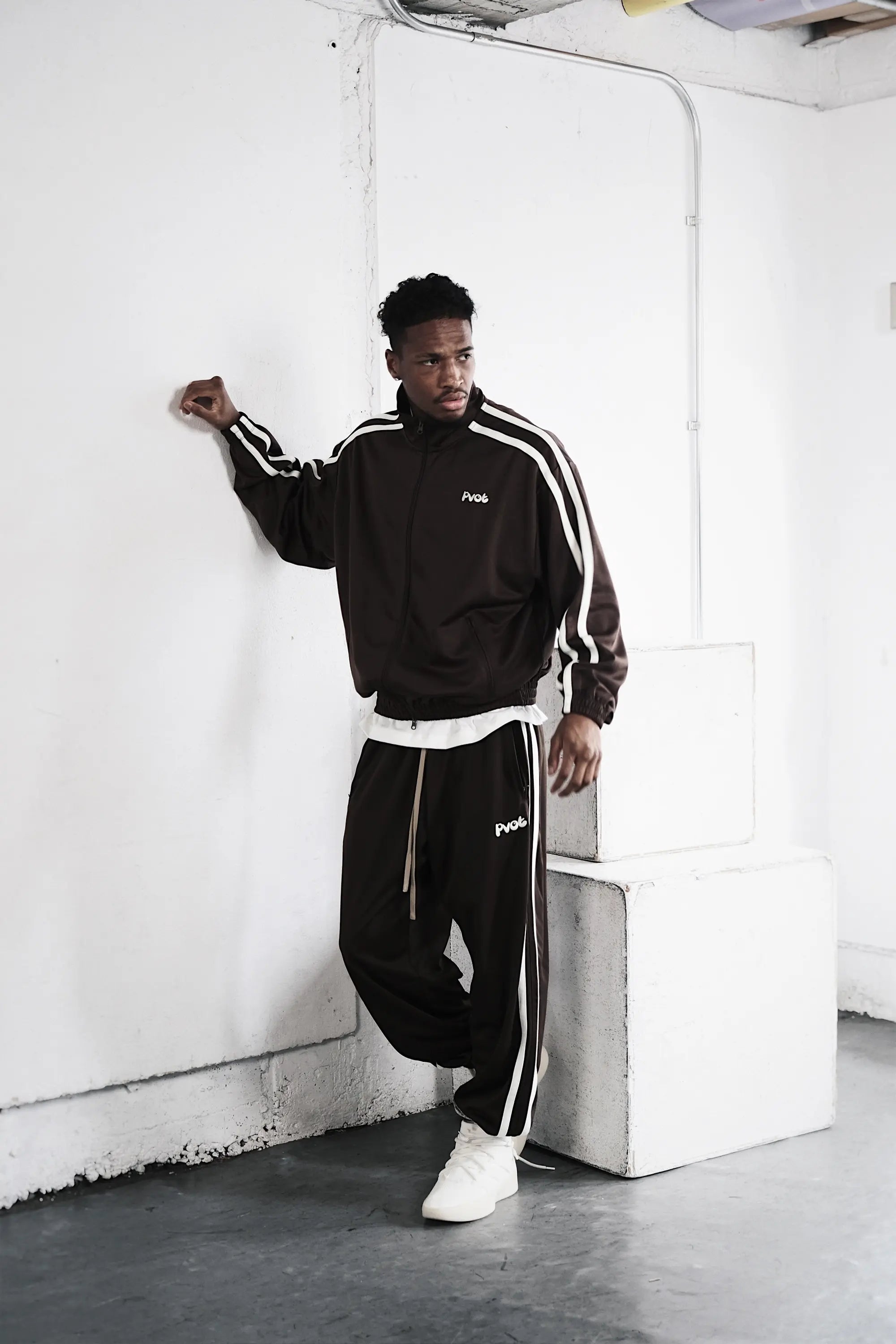 Pvot "02" Jersey Track Jacket (Charcoal Brown)