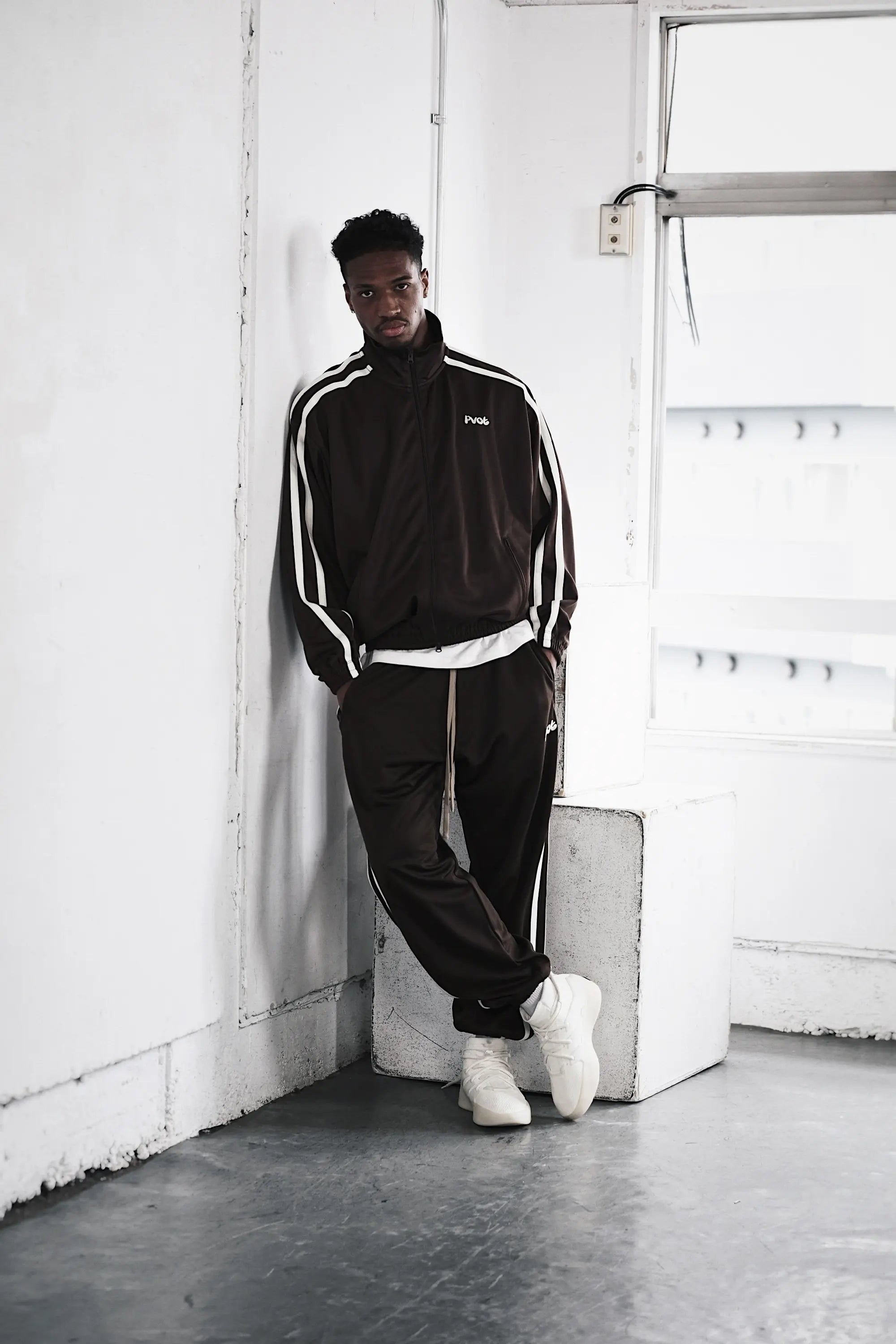 Pvot "02" Jersey Track Jacket (Charcoal Brown)