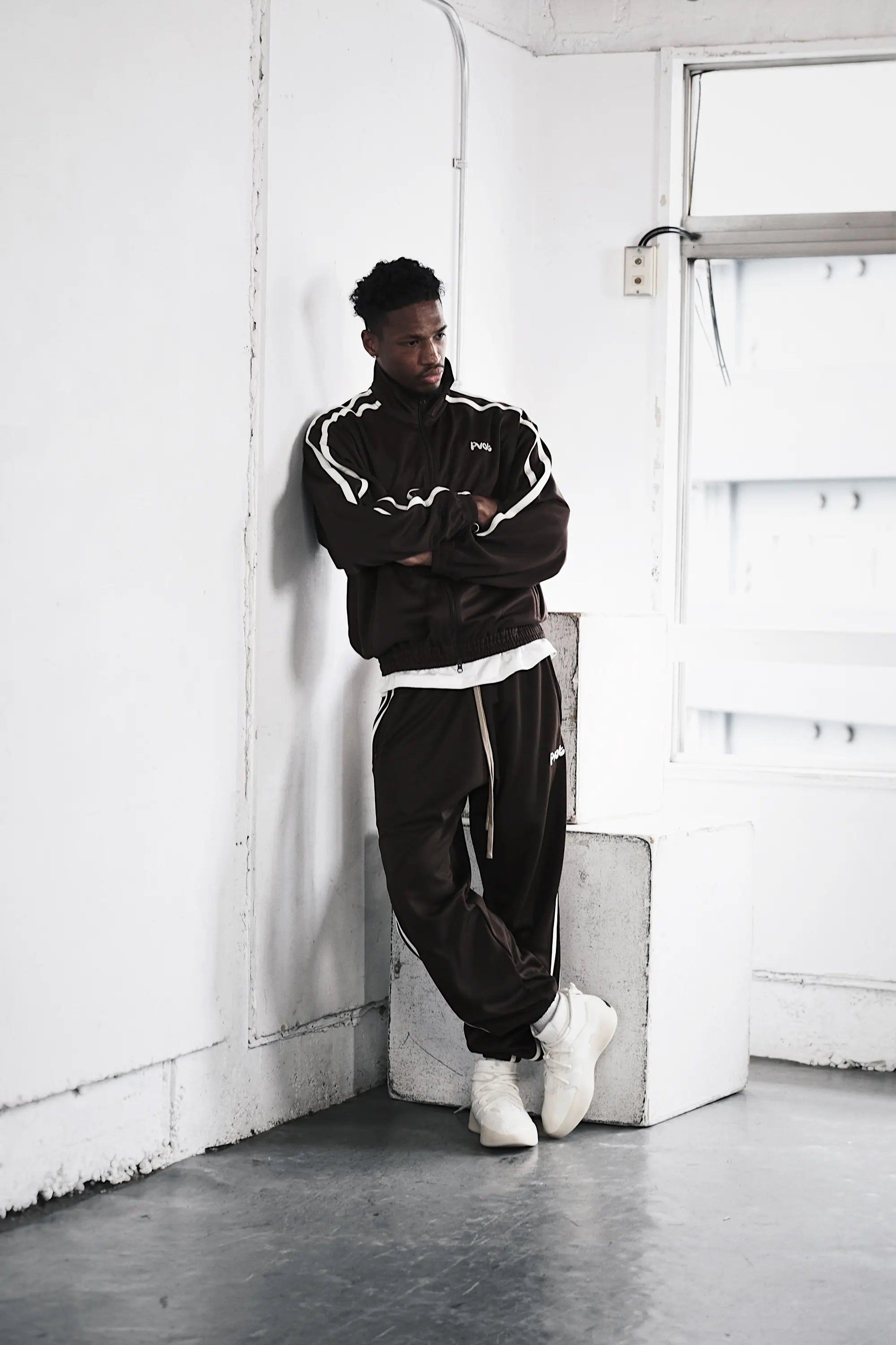 Pvot "02" Jersey Track Jacket (Charcoal Brown)