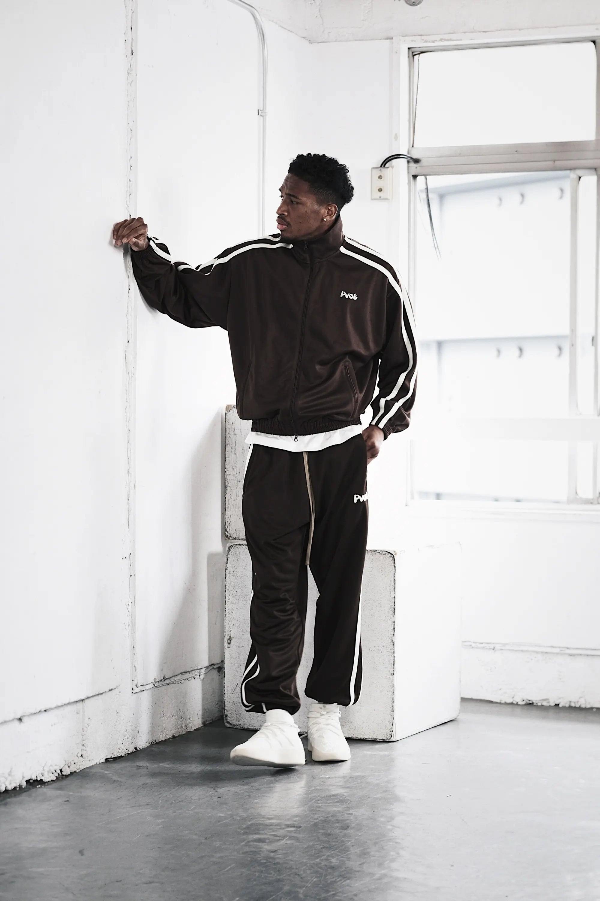 Pvot "02" Jersey Track Jacket (Charcoal Brown)