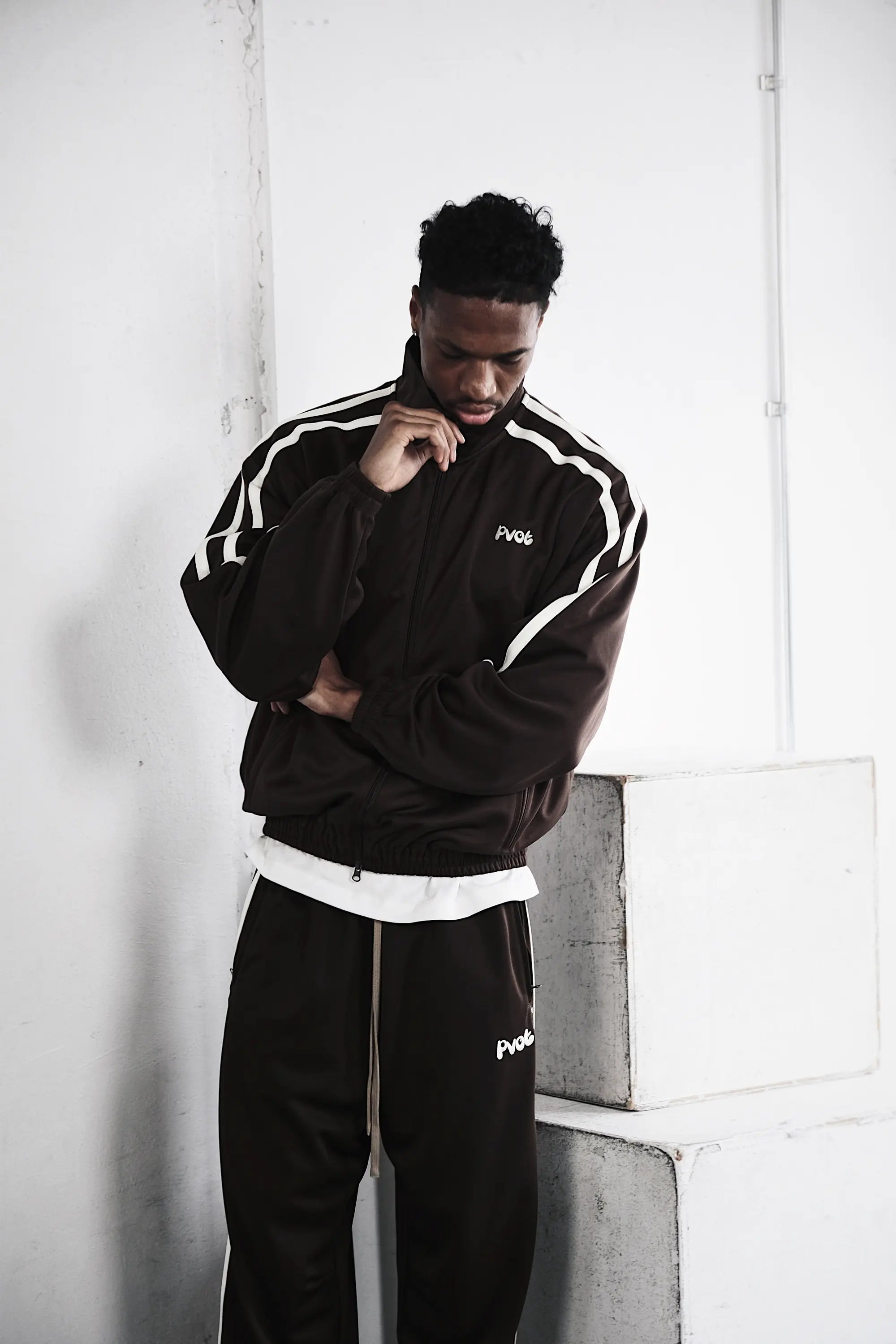 Pvot "02" Jersey Track Jacket (Charcoal Brown)