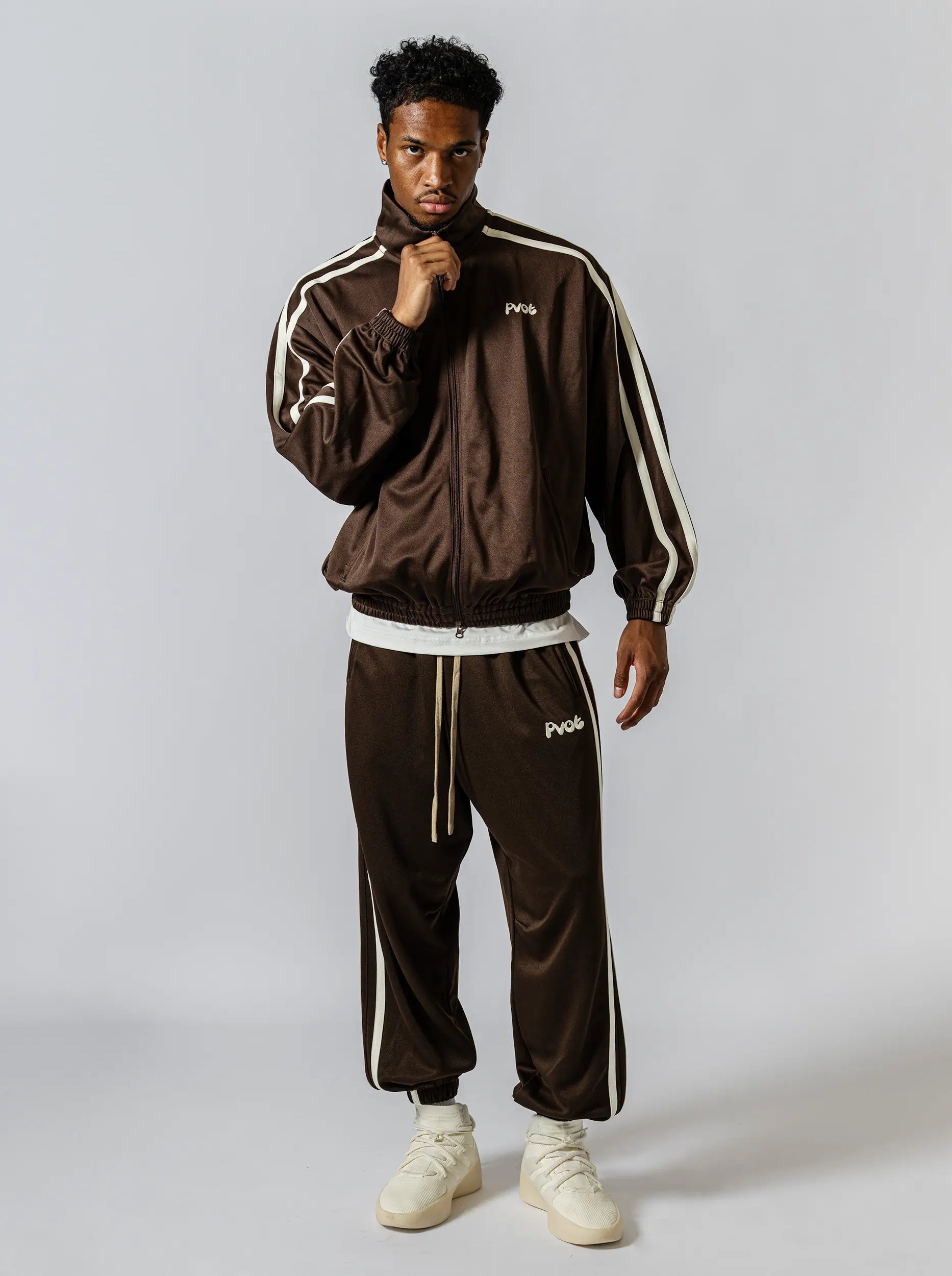 Pvot "02" Jersey Track Jacket (Charcoal Brown)