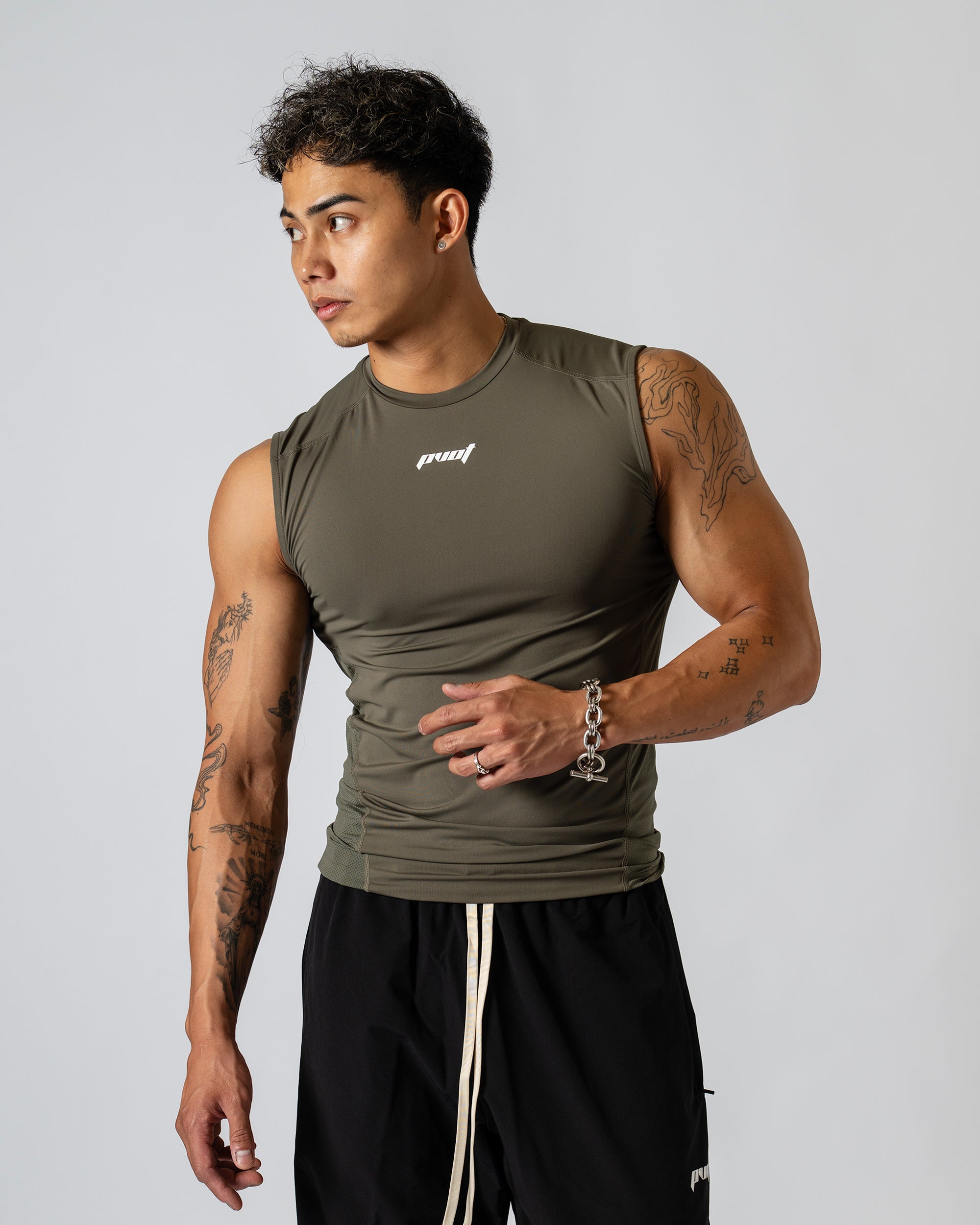 Pvot Athletic Compression Tank (Seal Moss)