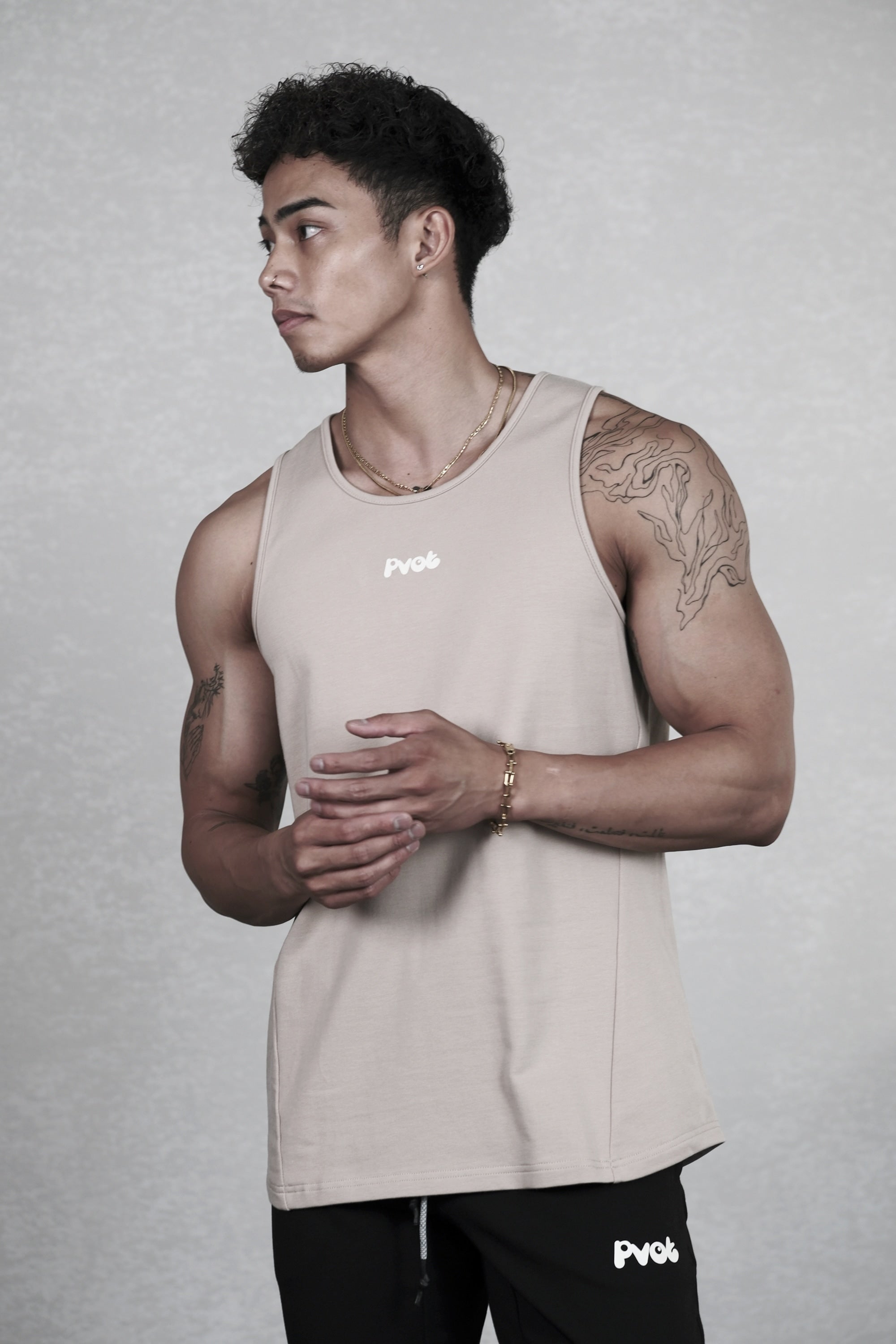 Pvot Athleisure Basic Tank (Sand Beige)