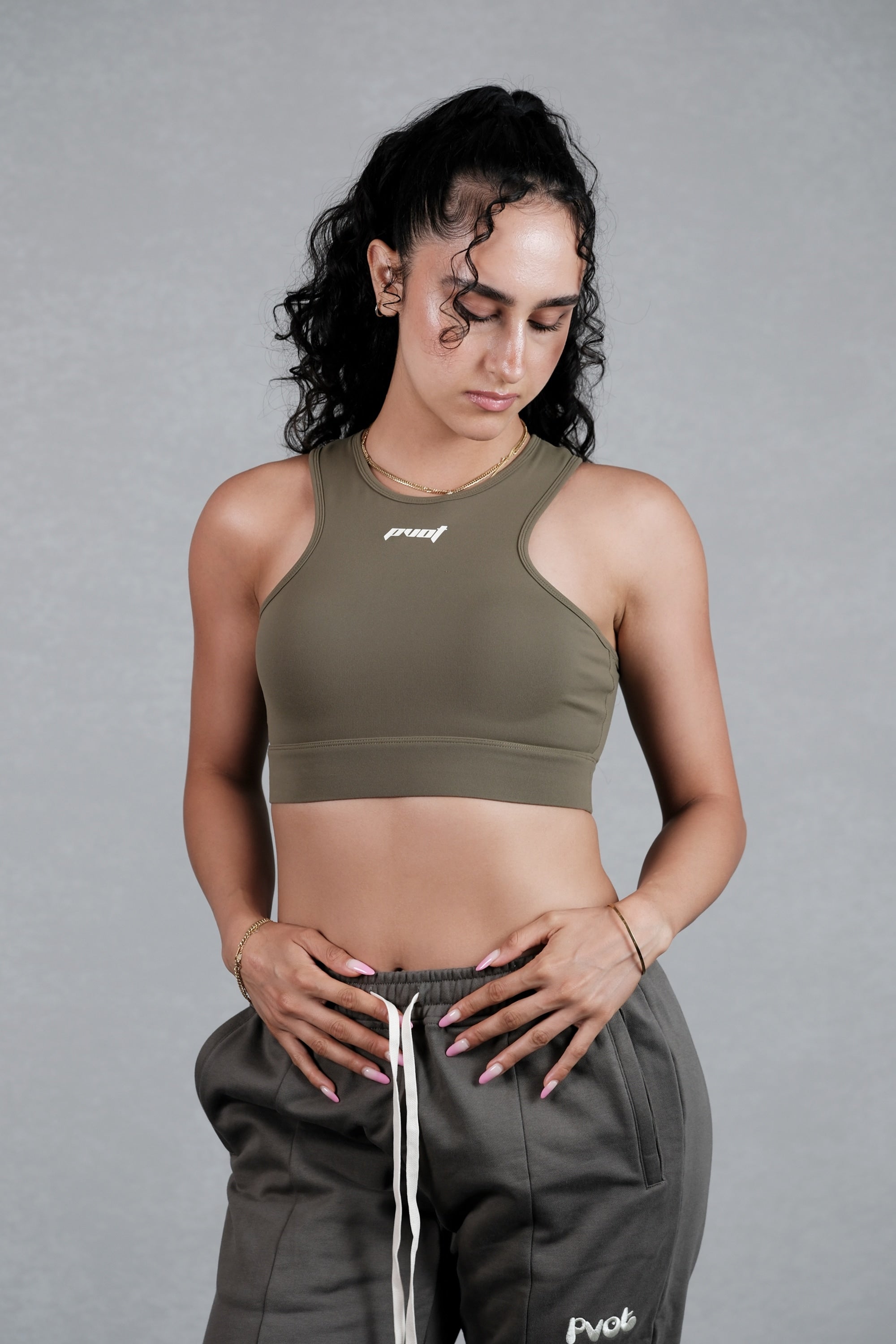 Pvot Athleisure Sports Bra (Khaki)