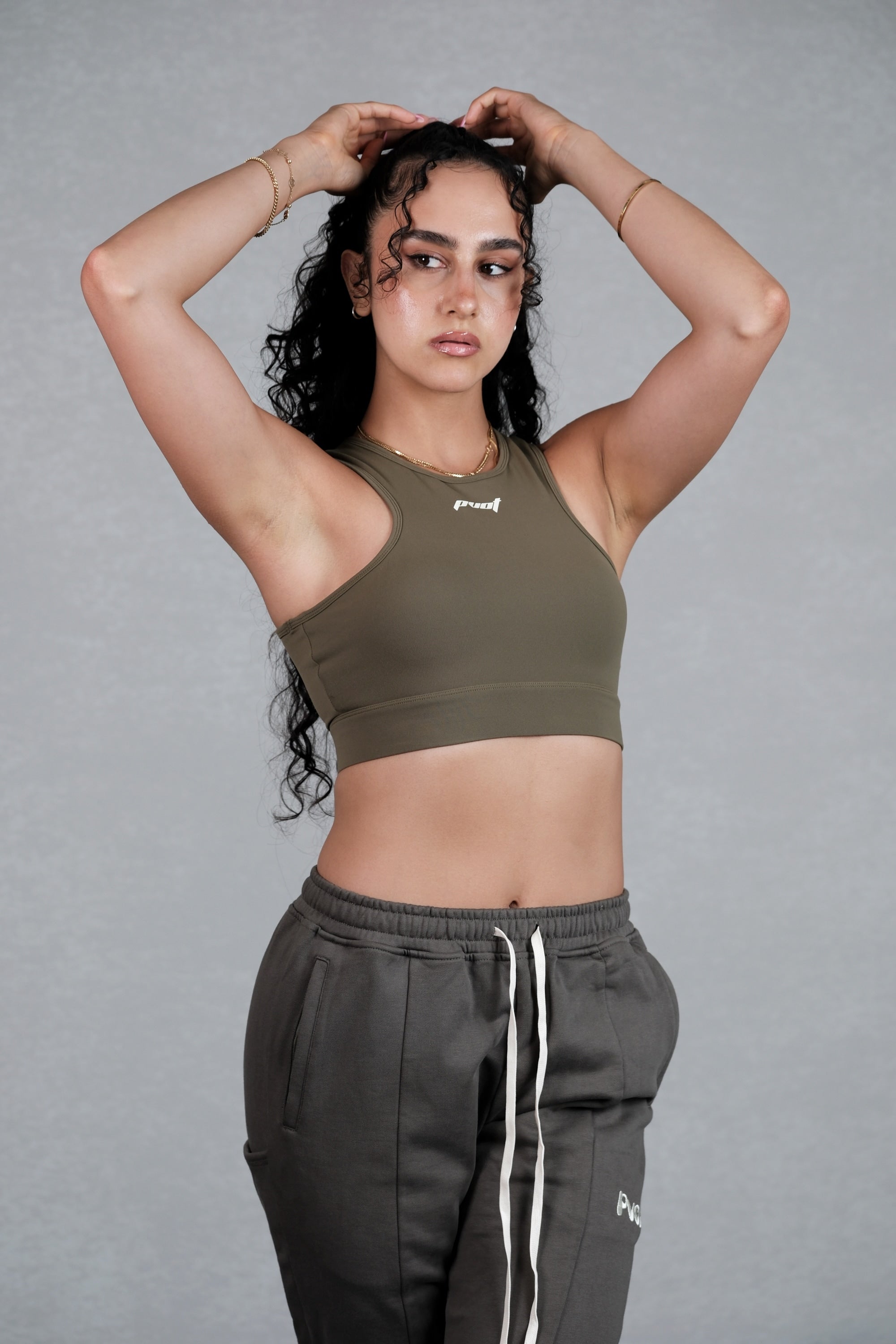 Pvot Athleisure Sports Bra (Khaki)