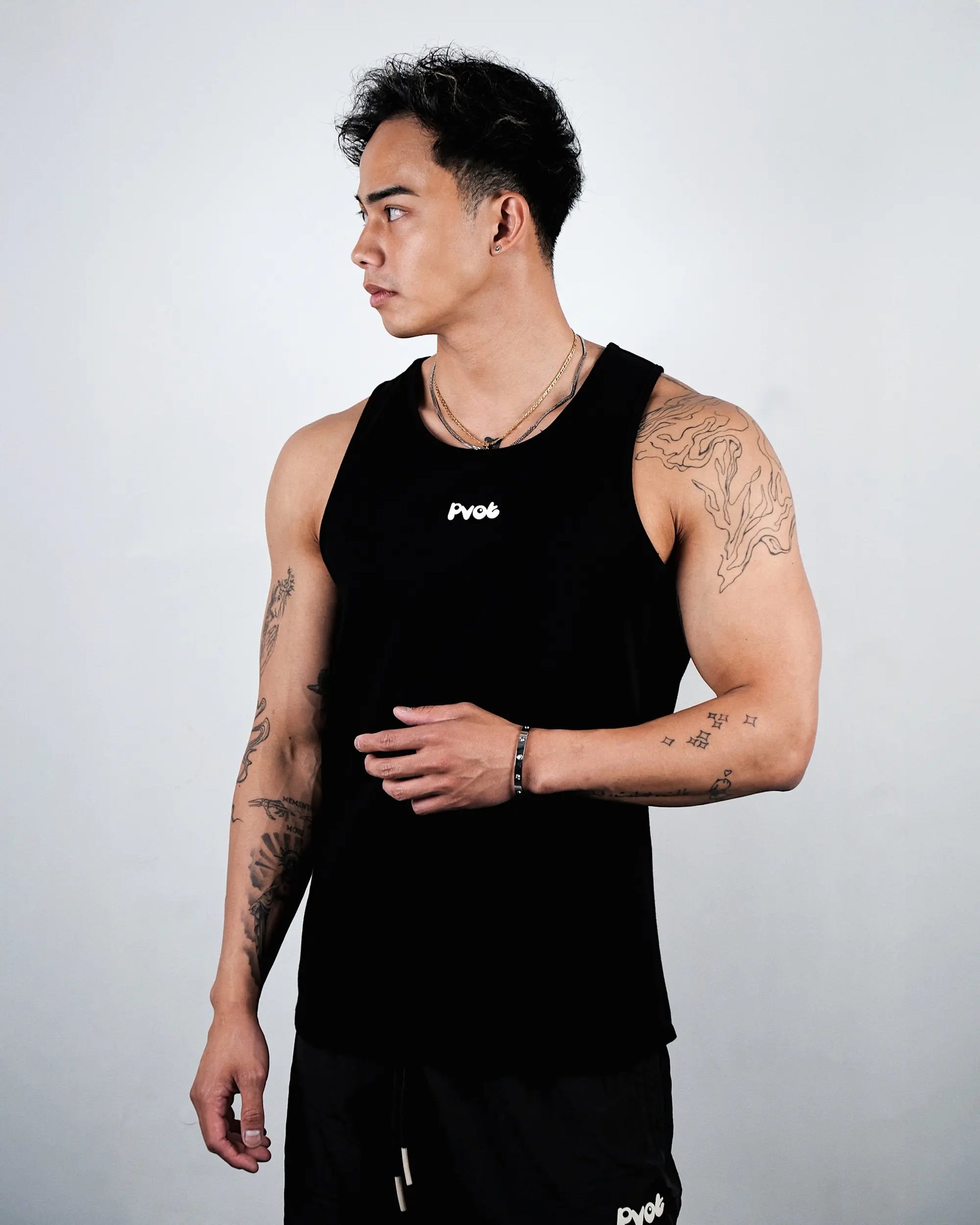 Pvot PRIVÉ メッシュタンク ブラック ノースリーブ ジムウェア Pvot Athleisure Basic Tank Ver.2 (Black)