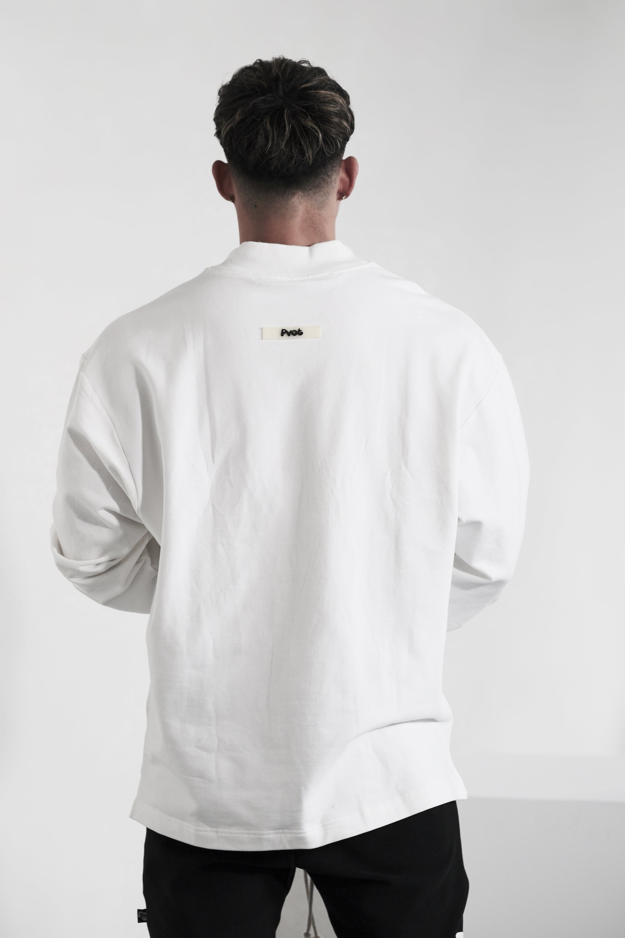 Pvot Mock Neck Long Sleeve T-Shirts (White)