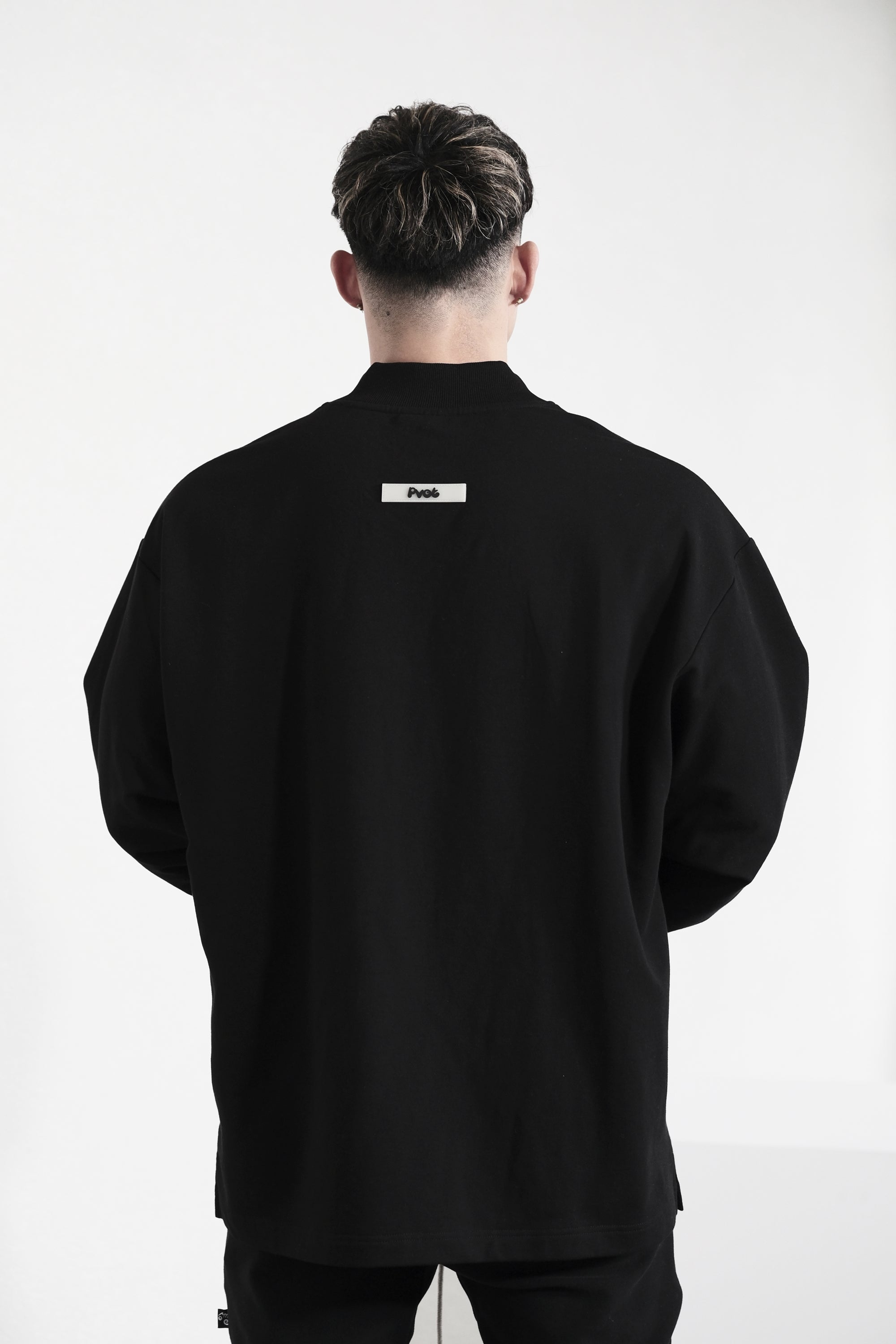 Pvot Mock Neck Long Sleeve T-Shirts (Black)
