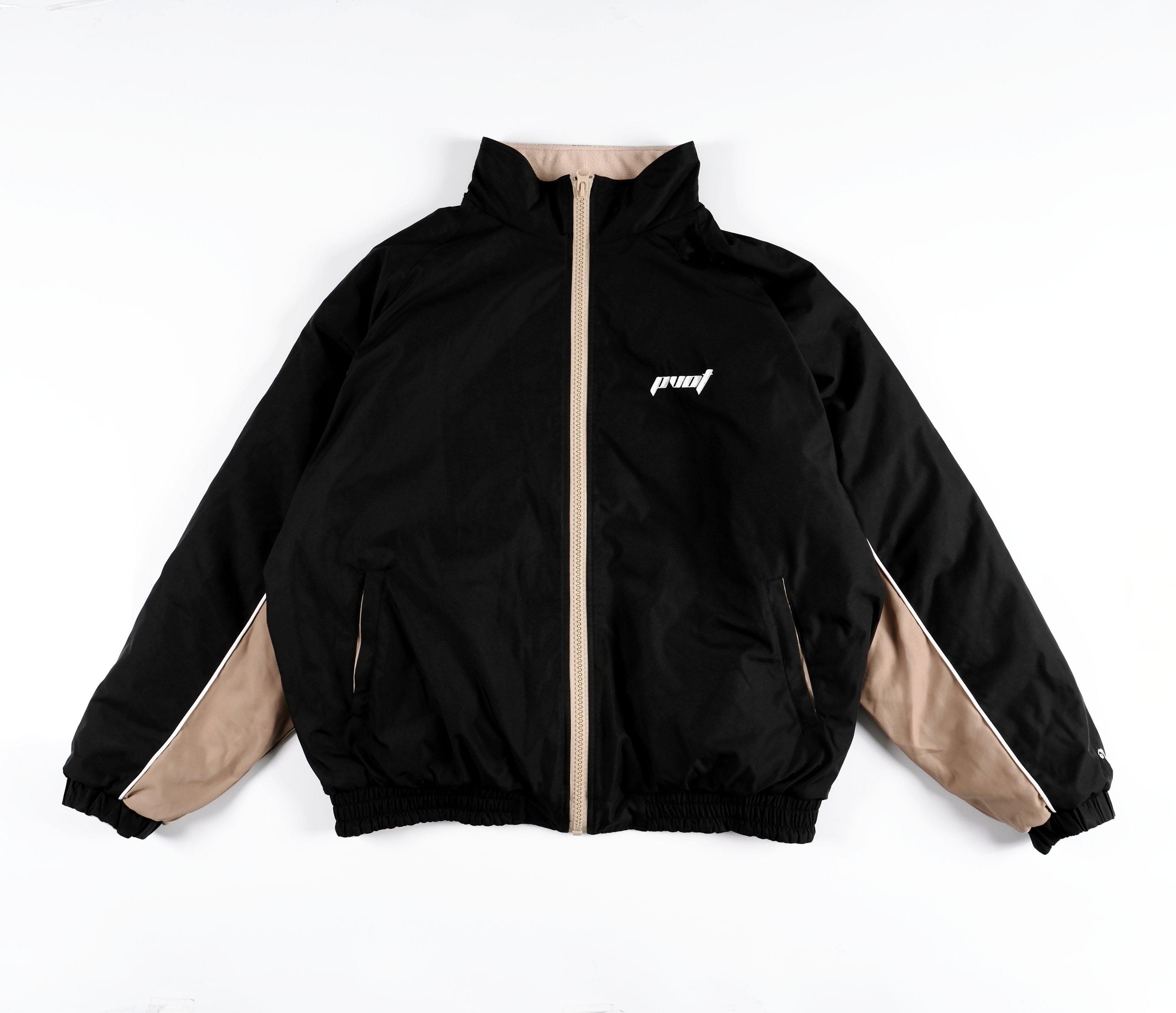 Pvot Crew Stadium Jacket (Black / Beige) Pvot Crew Stadium Jacket (Black / Beige)