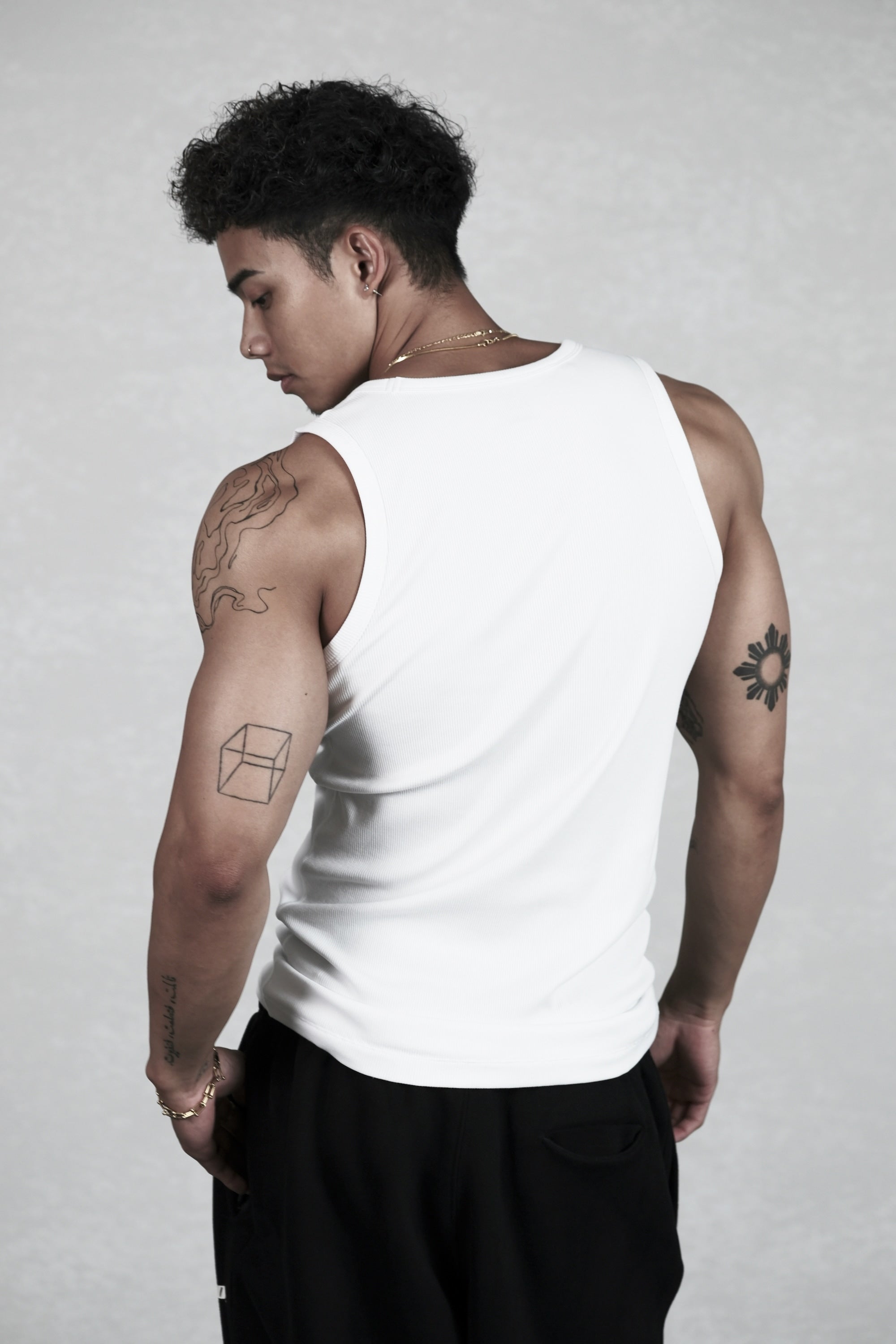 Pvot Rib Singlet Tank (White)