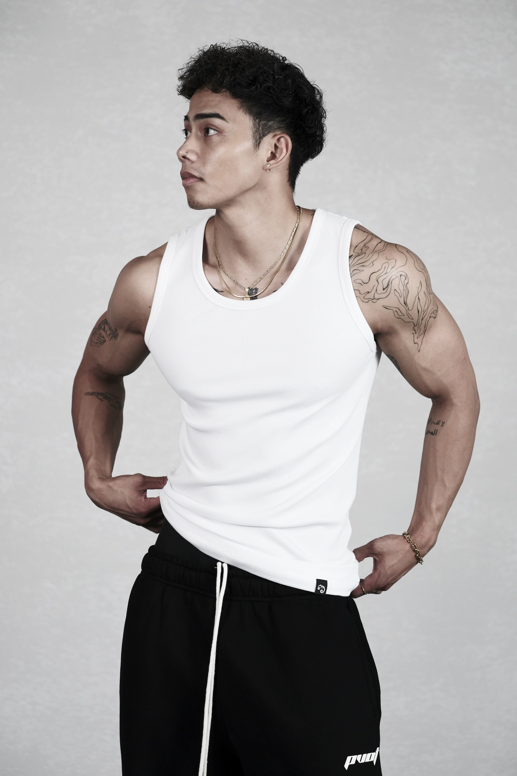 Pvot Rib Singlet Tank (White)