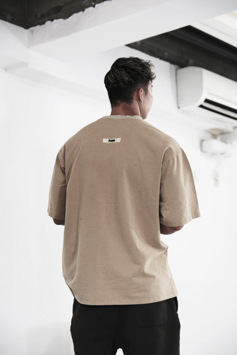 "Solitude" Over Sized T-Shirts (Washed S-Beige)