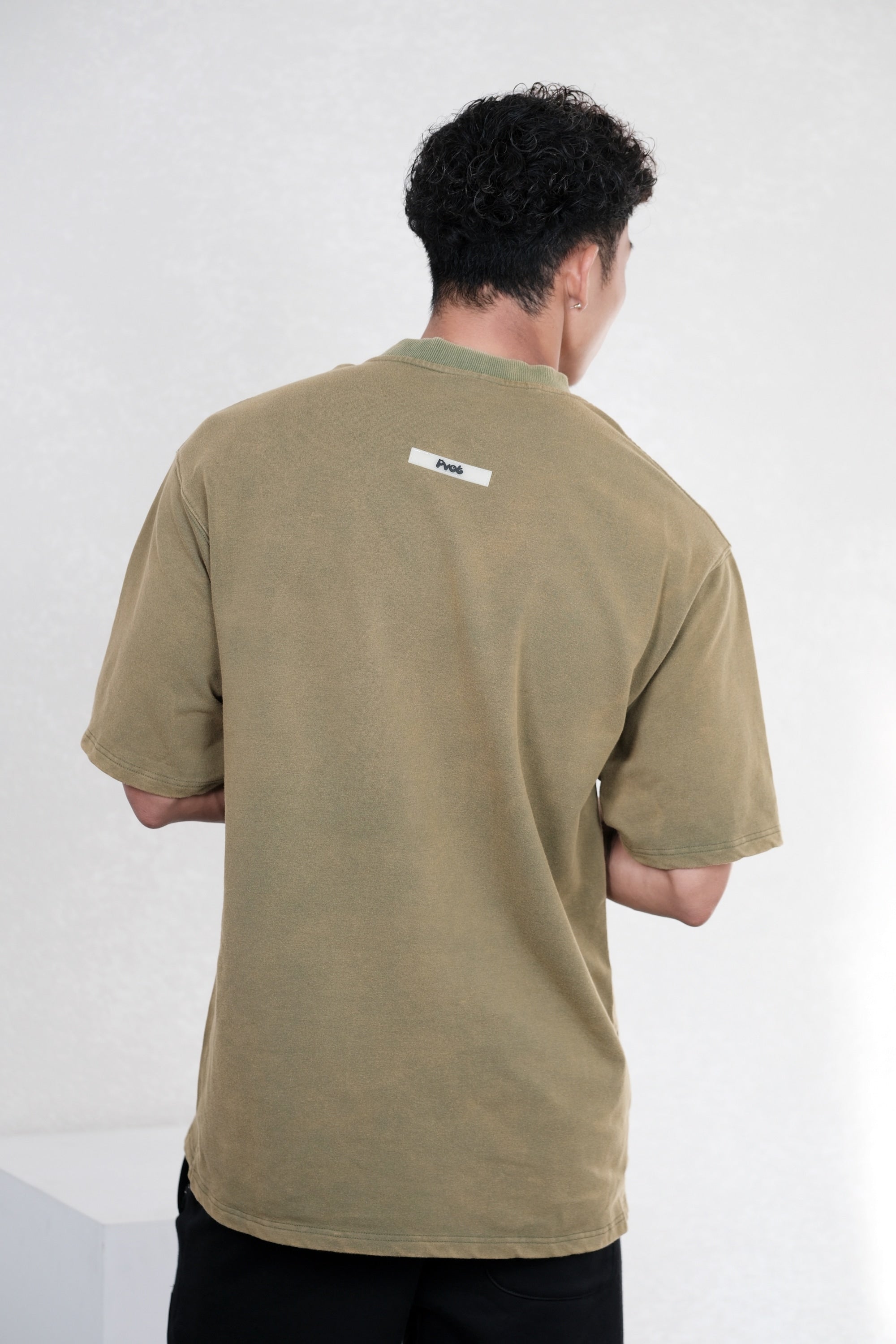 "Solitude" Over Sized T-Shirts (Washed O-Green) 