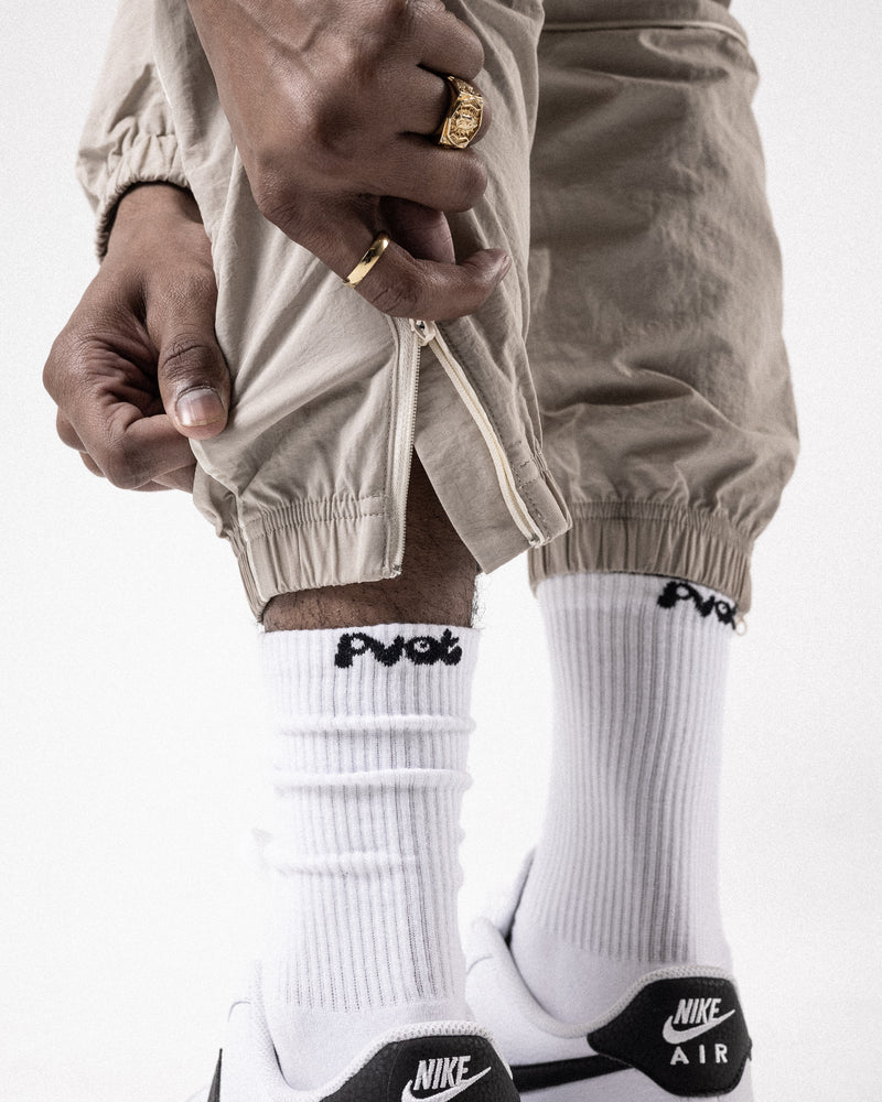 Pvot Premium Nylon Line Jogger Pants (Beige)