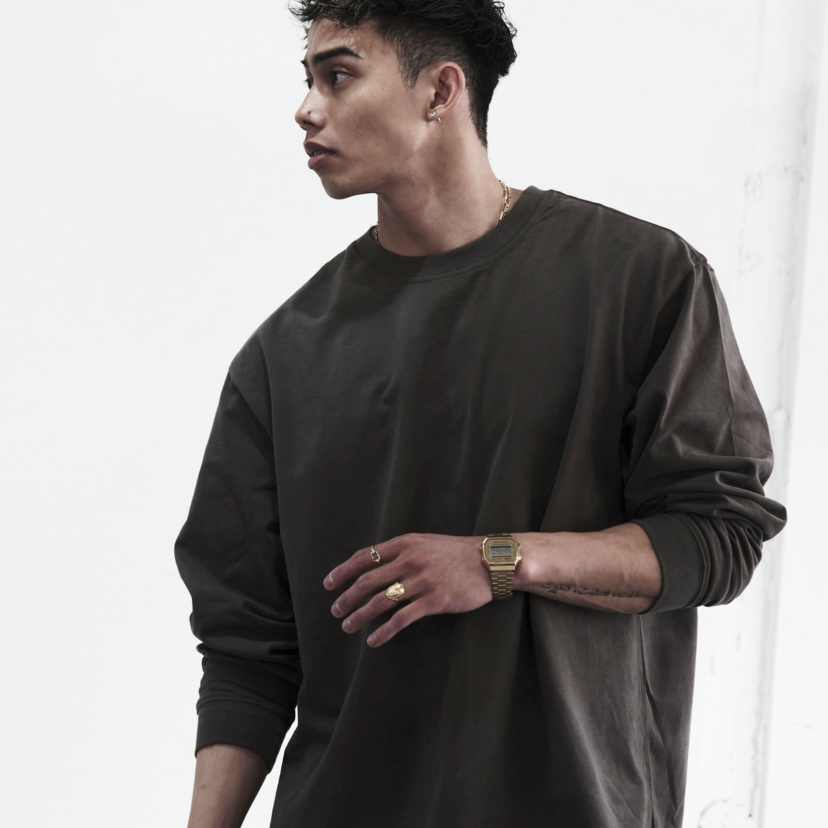 Pvot OverSized Long Sleeve T-shirts (Dark Olive)